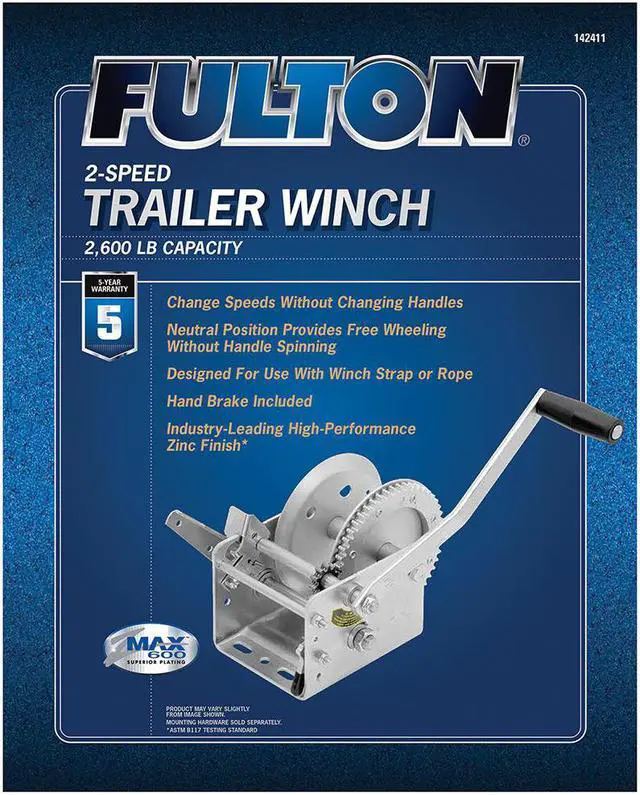 Alt view image 8 of 12 - Fulton 2600lb 2-Speed Winch w/Hand Brake