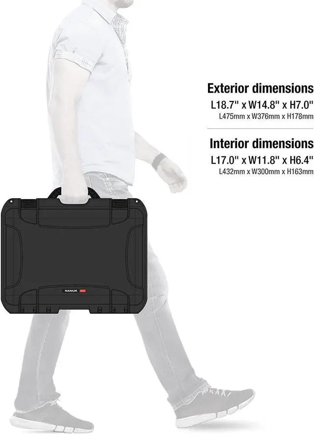 Alt view image 12 of 17 - Nanuk Large 925 Lightweight NK-7 Resin Waterproof Case with Cubed Foam, Black