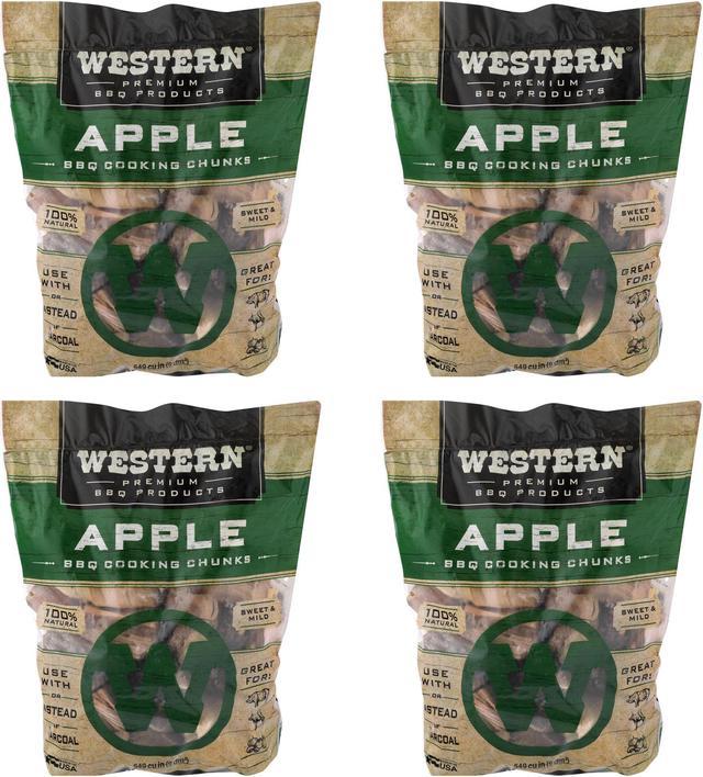 WESTERN BBQ 28084 549 cu in 2 Pack Premium Apple Wood BBQ Charcoal Propane Pellet Grill/Smoker Cooking Chunks Chips 