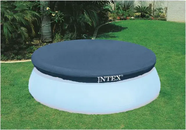 Alt view image 7 of 11 - Intex 7.3 Ft Above Ground Swimming Pool Vinyl Round Cover Tarp, No Pool Included