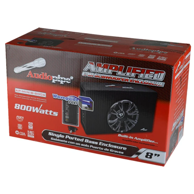 Alt view image 8 of 11 - AUDIOPIPE APMINIB800A Audiopipe Single 8 Amplified Ported Bass Enclosure 800 Watts