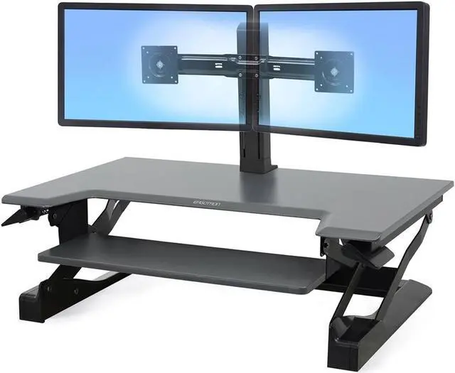 Alt view image 8 of 20 - Ergotron 33-397-085 WorkFit-T, Standing Desk Workstation (Black with Grey Surface)