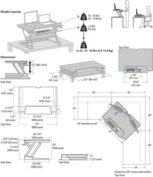 Alt view image 12 of 20 - Ergotron 33-397-085 WorkFit-T, Standing Desk Workstation (Black with Grey Surface)