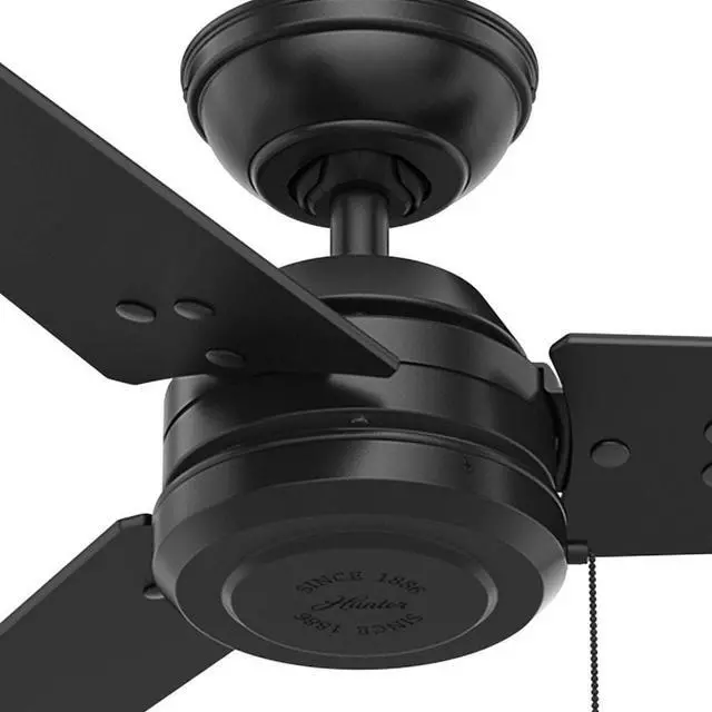 Alt view image 5 of 17 - Hunter Cassius 52 Inch Indoor and Outdoor Ceiling Fan w/ Pull Chain, Matte Black