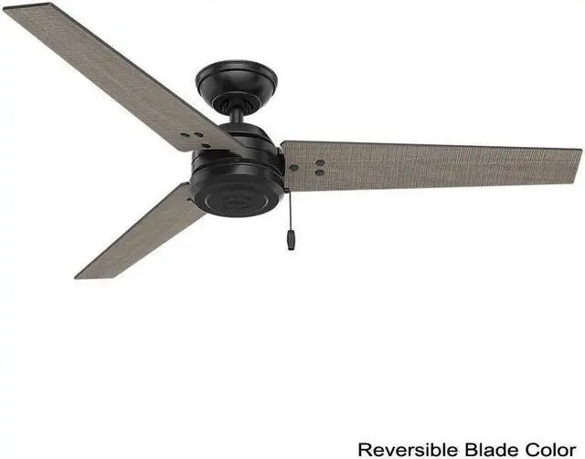 Alt view image 2 of 17 - Hunter Cassius 52 Inch Indoor and Outdoor Ceiling Fan w/ Pull Chain, Matte Black