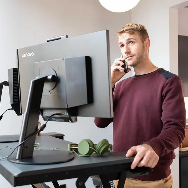 Alt view image 13 of 20 - Ergotron 33-406-085 WorkFit-TL, Sit-Stand Desktop Workstation (Black with grey surface)