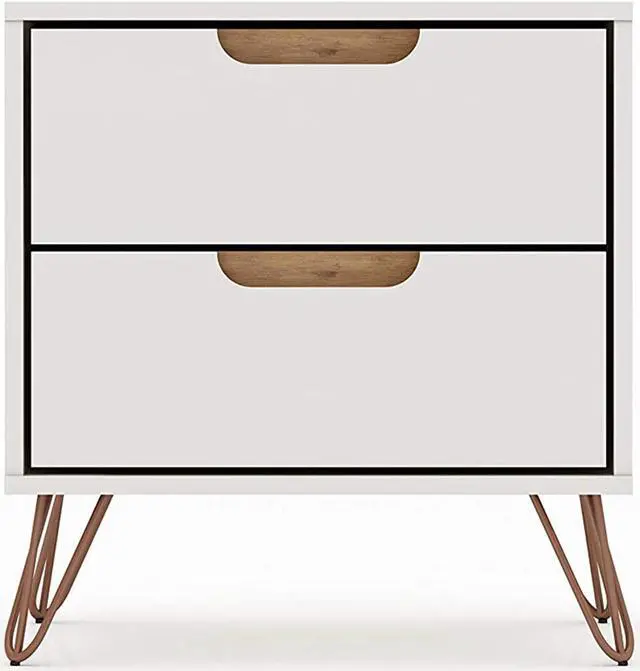 Main image of Manhattan Comfort Rockefeller Modern Home 2 Drawer Nightstand Drawer, Off White