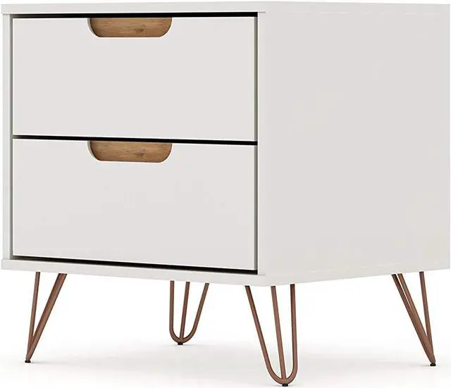 Alt view image 2 of 20 - Manhattan Comfort Rockefeller Modern Home 2 Drawer Nightstand Drawer, Off White