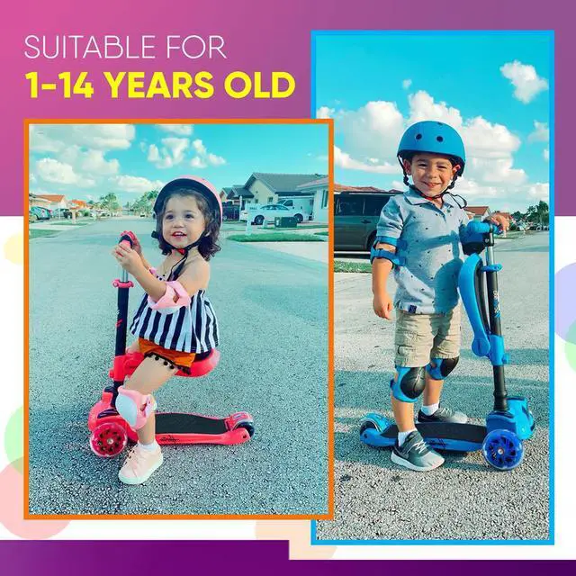 Alt view image 3 of 8 - Hurtle ScootKid 3 Wheel Toddler Child Ride On Toy Scooter w/LED Wheels, Purple