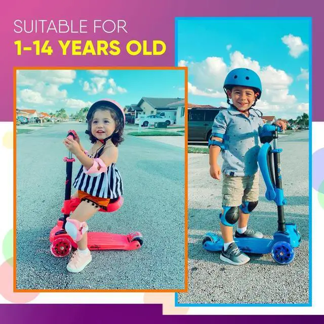 Alt view image 6 of 9 - Hurtle ScootKid 3 Wheel Toddler Child Ride On Toy Scooter w/ LED Wheels, Pink