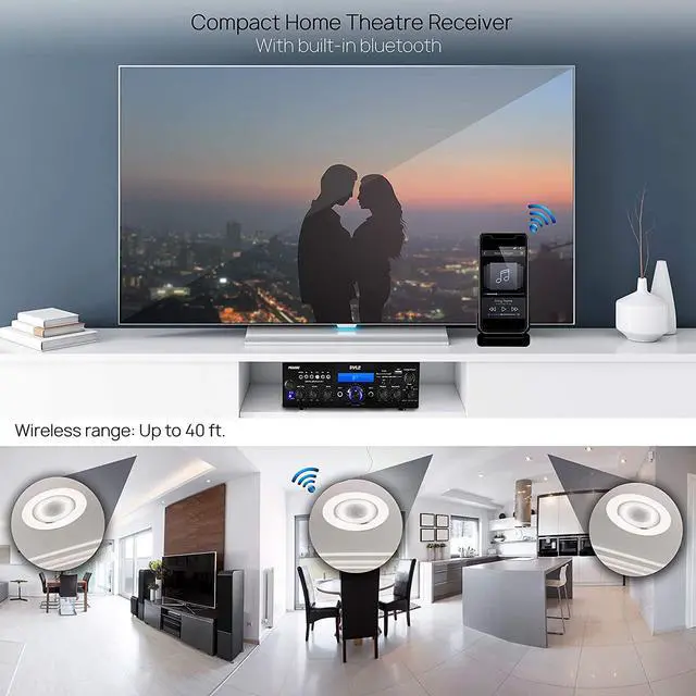 Alt view image 2 of 10 - Pyle PDA4BU Bluetooth 200 Watt Multi Channel Stereo Amplifier Audio Receiver