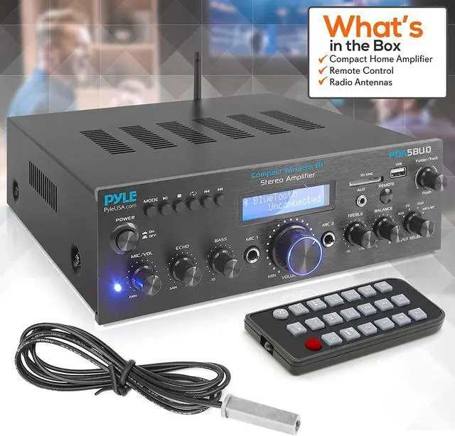 Alt view image 12 of 19 - Pyle PDA5BU.0 Home Compact Bluetooth Amplifier Stereo Receiver System with FM Radio, MP3/USB/SD/AUX (200 Watt)