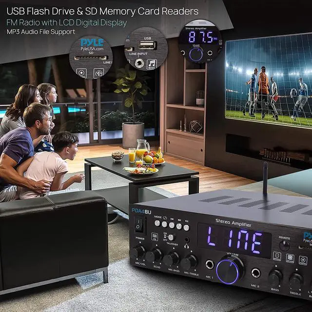 Alt view image 4 of 10 - Pyle PDA4BU Bluetooth 200 Watt Multi Channel Stereo Amplifier Audio Receiver