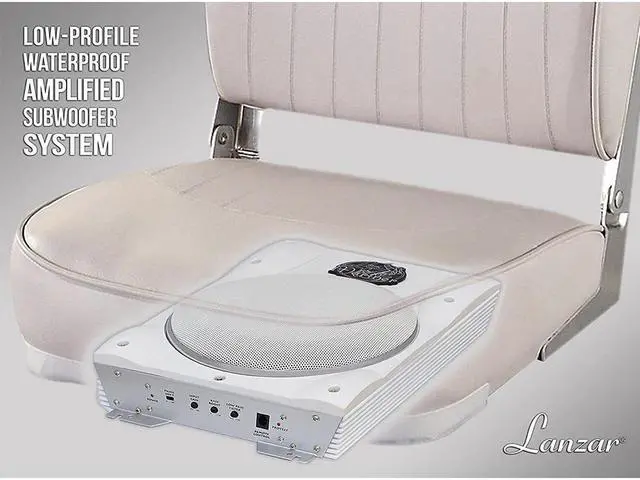 Alt view image 7 of 11 - Lanzar AQTB8 1000 Watt Slim Waterproof Amplified Marine Subwoofer System, White