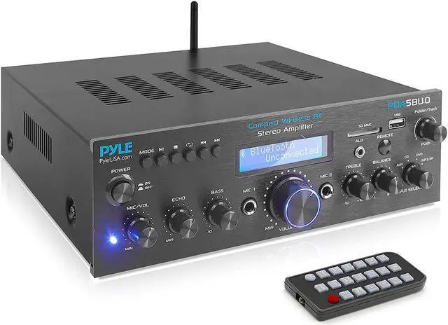 Alt view image 6 of 19 - Pyle PDA5BU.0 Home Compact Bluetooth Amplifier Stereo Receiver System with FM Radio, MP3/USB/SD/AUX (200 Watt)