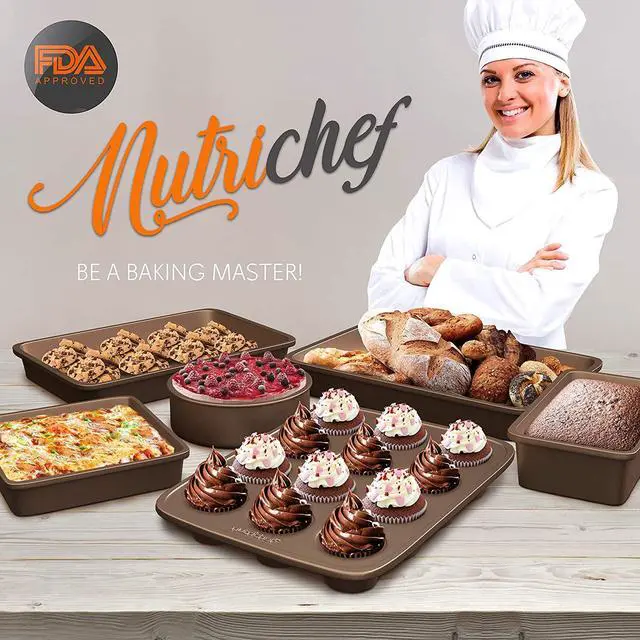 Alt view image 5 of 8 - NutriChef Kitchen Oven Non Stick Carbon Steel Tray Sheet 6 Piece Bakeware Set