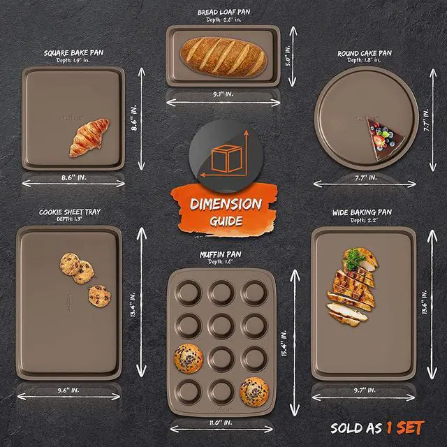Alt view image 3 of 8 - NutriChef Kitchen Oven Non Stick Carbon Steel Tray Sheet 6 Piece Bakeware Set