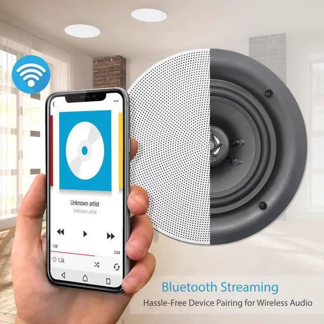 Alt view image 7 of 8 - Pyle Audio 8 Inch 2 Way 250W Flush Mount Bluetooth Ceiling Wall Speakers, 4 Pack