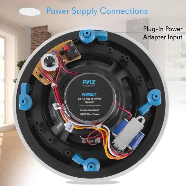Alt view image 2 of 7 - Pyle PDIC8LT 8 Inch 70 Volt 600 Watt In Ceiling Wall Flush Mount Speaker System