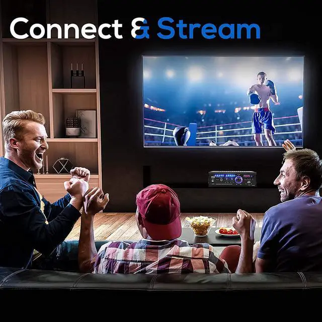 Alt view image 11 of 14 - Wireless Bluetooth Home Stereo Amplifier - 2x120 Watt Power Amplifier Home Audio Bluetooth Receiver System W/Blue Led Display, USB/SD, AUX, RCA, Headphone Jack - Remote - Pyle PCAU46BA