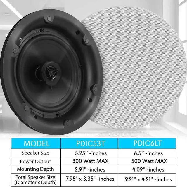 Alt view image 6 of 7 - Pyle PDIC8LT 8 Inch 70 Volt 600 Watt In Ceiling Wall Flush Mount Speaker System