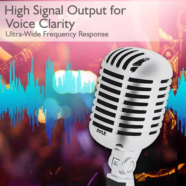 Alt view image 16 of 19 - PylePro - Classic Retro Vintage Style Dynamic Vocal Microphone with 16ft XLR Cable (Silver)