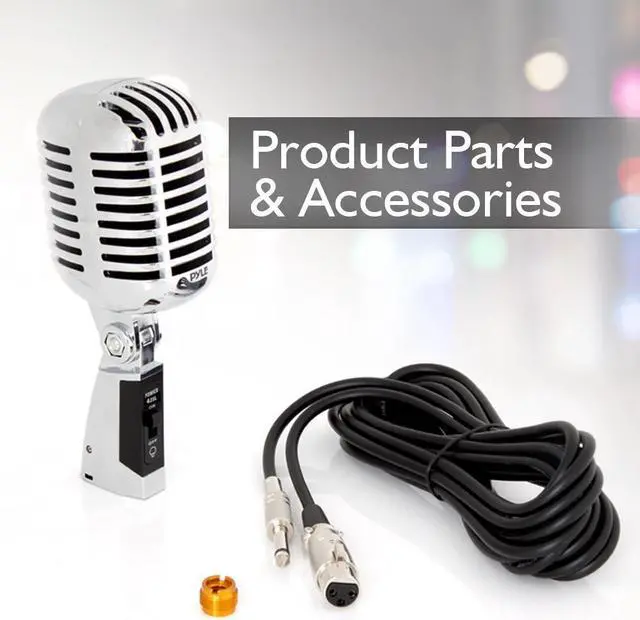 Alt view image 13 of 19 - PylePro - Classic Retro Vintage Style Dynamic Vocal Microphone with 16ft XLR Cable (Silver)