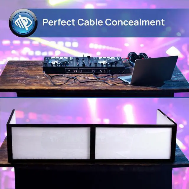 Alt view image 2 of 7 - Pyle PDJFAC02 20x68x16 Inch Tabletop DJ Booth Cover Screen Scrim Panel Facade
