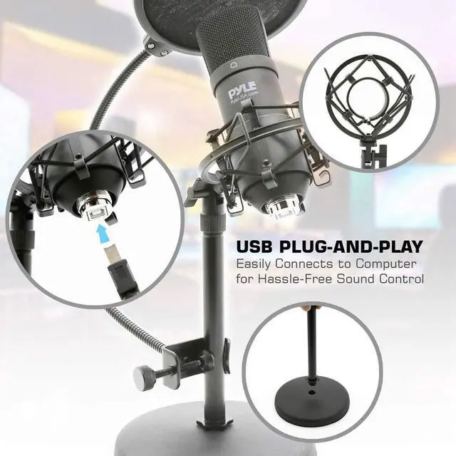 Alt view image 2 of 7 - Pyle PDMIKT100 Pro Audio Recording Computer Microphone Kit with Travel Case