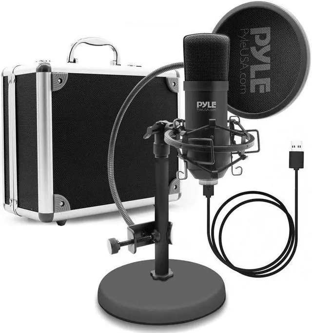 Main image of Pyle PDMIKT100 Pro Audio Recording Computer Microphone Kit with Travel Case