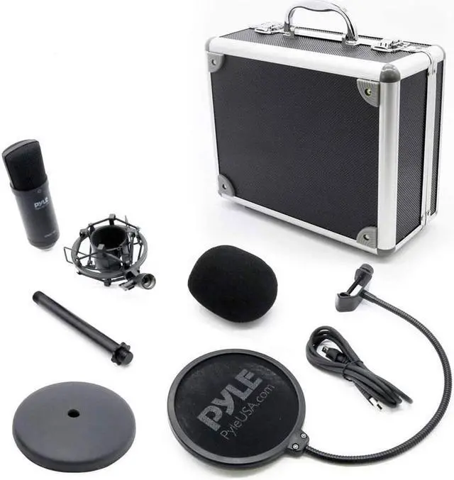 Alt view image 7 of 7 - Pyle PDMIKT100 Pro Audio Recording Computer Microphone Kit with Travel Case