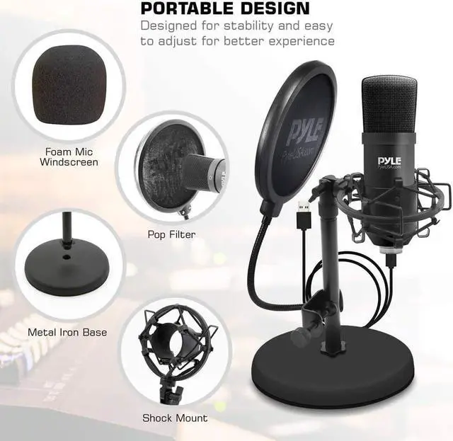 Alt view image 5 of 7 - Pyle PDMIKT100 Pro Audio Recording Computer Microphone Kit with Travel Case