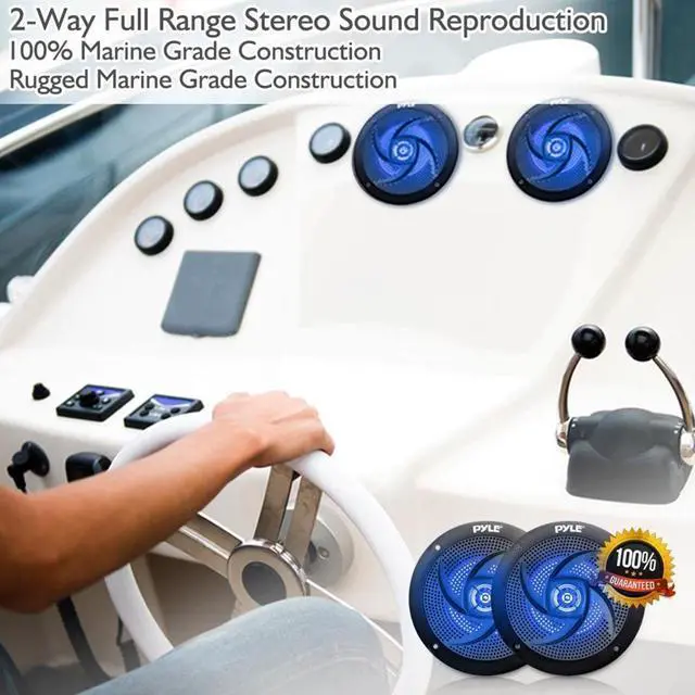 Alt view image 10 of 14 - Pyle PLMRS63BL 6.5 in. Waterproof Rated Marine Speakers - 240 Watt