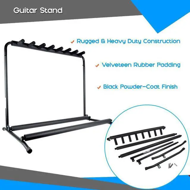 Alt view image 3 of 10 - Pyle PGST43 Multi Instrument 7 Slot Universal Guitar Floor Stand Rack Holder