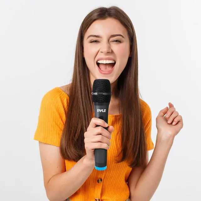 Alt view image 7 of 7 - Pyle Wireless Microphone System Set w/ Bluetooth Receiver Base & 4 Handheld Mics
