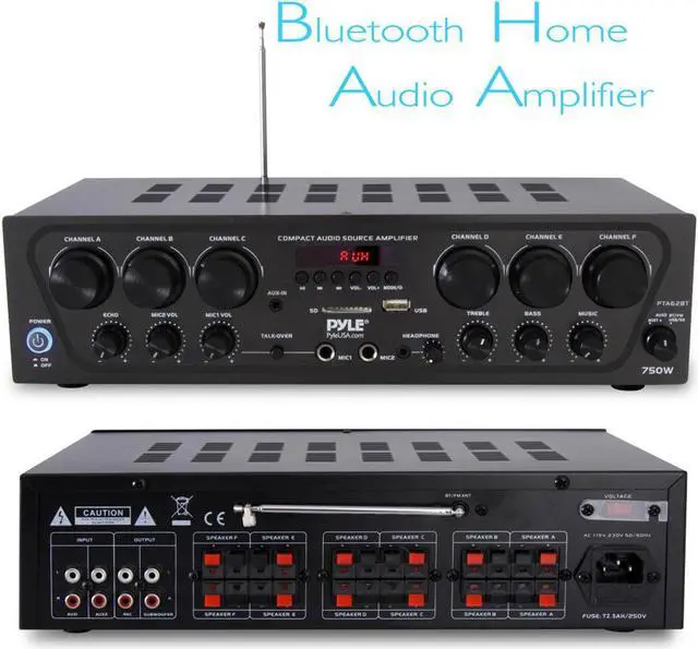 Alt view image 6 of 11 - Pyle PTA62BT Bluetooth Home Audio 750 Watt 6 Channel Amplifier Stereo Receiver