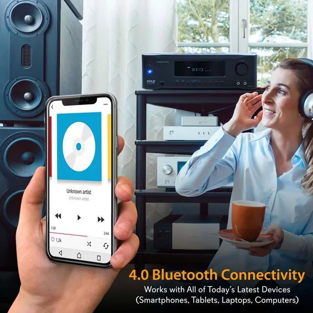 Alt view image 6 of 10 - Pyle PT694BT Bluetooth 5.2 Channel 1000 Watt Home Theater Audio/Video Receiver
