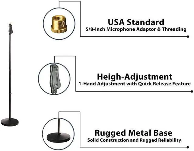 Alt view image 3 of 7 - PylePro PMKS40 Universal Adjustable Freestanding Floor Microphone Stand, Black