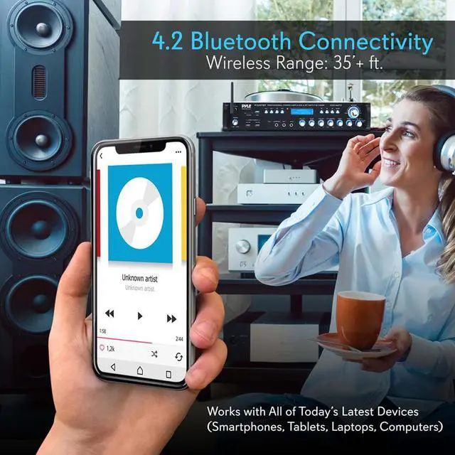 Alt view image 3 of 9 - Pyle 3000 Watt Pro Home Audio Multi Channel Bluetooth Hybrid Amplifier Receiver