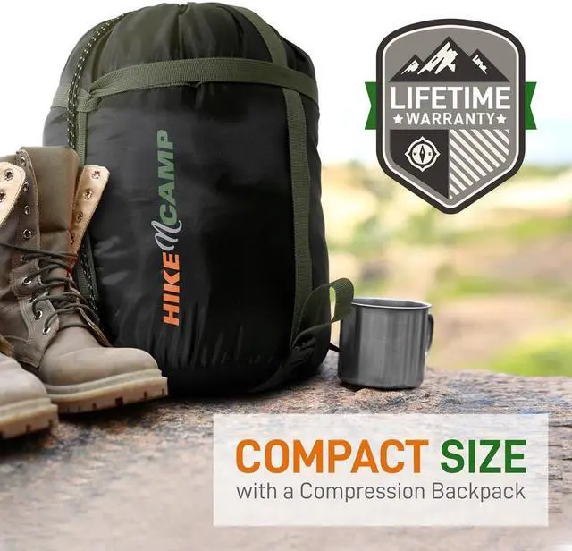 Alt view image 3 of 8 - SereneLife 85 x 57.1 Inch Waterproof Double Sleeping Bag with 2 Pillows, Green