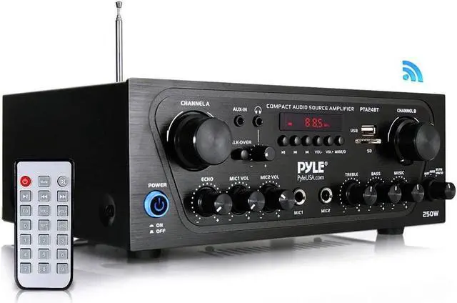 Alt view image 15 of 20 - Pyle PTA24BT 250W 2-Channel Compact Bluetooth Home Audio Amplifier with Stereo Receiver