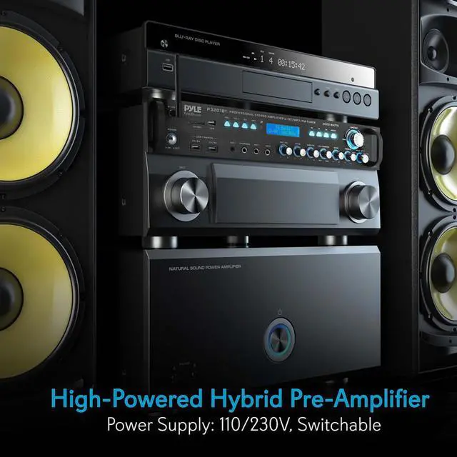 Alt view image 6 of 9 - Pyle 3000 Watt Pro Home Audio Multi Channel Bluetooth Hybrid Amplifier Receiver