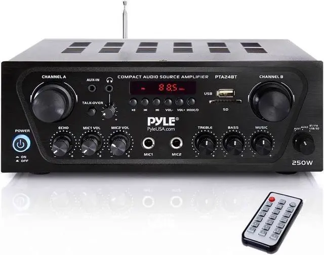 Alt view image 16 of 20 - Pyle PTA24BT 250W 2-Channel Compact Bluetooth Home Audio Amplifier with Stereo Receiver