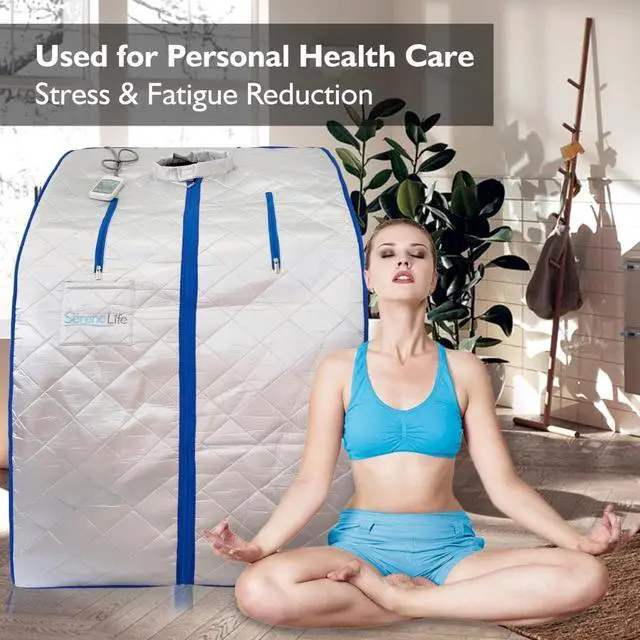 Alt view image 6 of 8 - SereneLife SLISAU10SL Compact & Portable Infrared Sauna, Silver