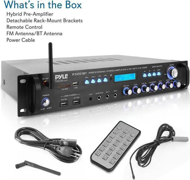 Alt view image 2 of 9 - Pyle 3000 Watt Pro Home Audio Multi Channel Bluetooth Hybrid Amplifier Receiver