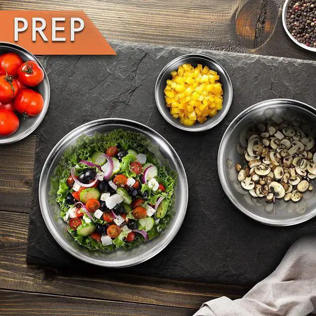 Alt view image 5 of 14 - NutriChef 6 Piece Stainless Steel Home Kitchen Food Prep Mixing Serving Bowl Set