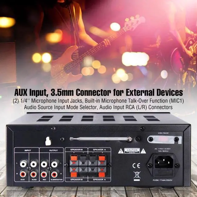 Alt view image 18 of 20 - Pyle PTA24BT 250W 2-Channel Compact Bluetooth Home Audio Amplifier with Stereo Receiver
