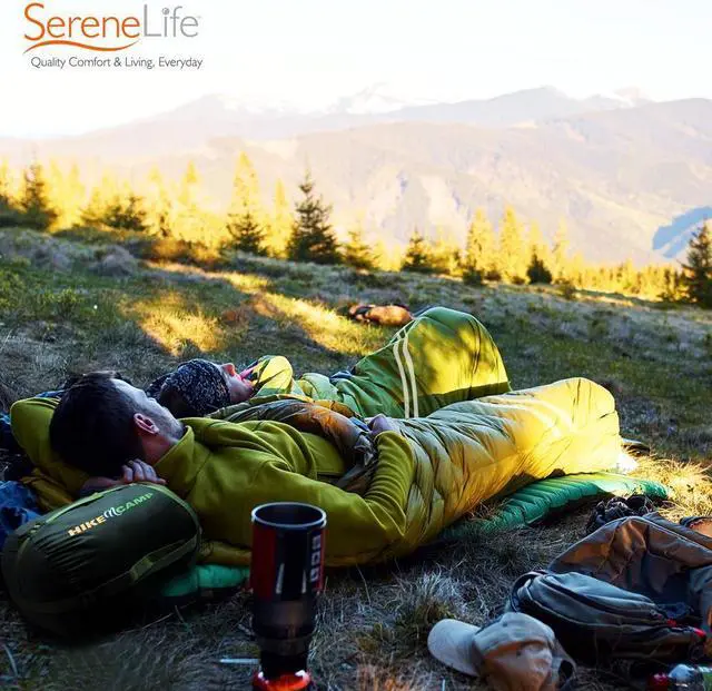 Alt view image 6 of 8 - SereneLife 85 x 57.1 Inch Waterproof Double Sleeping Bag with 2 Pillows, Green