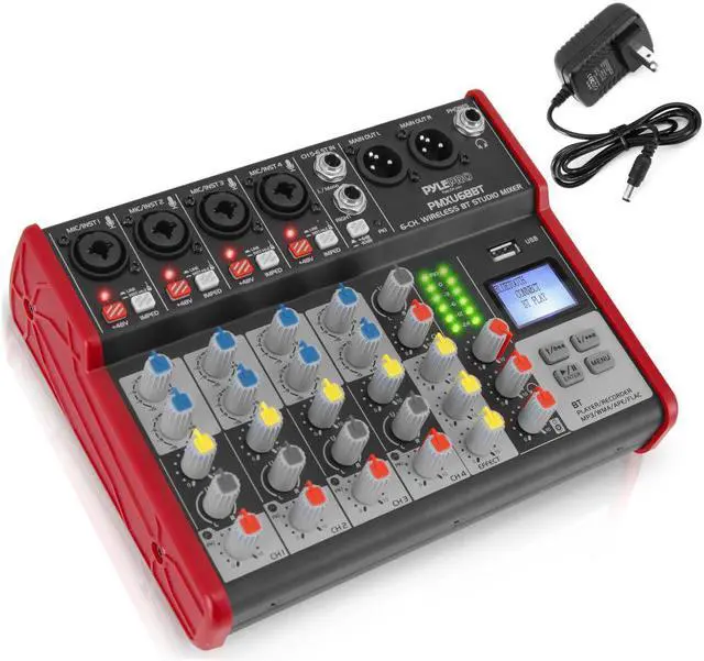 Alt view image 2 of 5 - studio audio sound mixer board  6 channel bluetooth compatible professional portable digital dj mixing console w/ usb mixer audio interface  mixing boards for studio recording  pylepro pmxu68bt