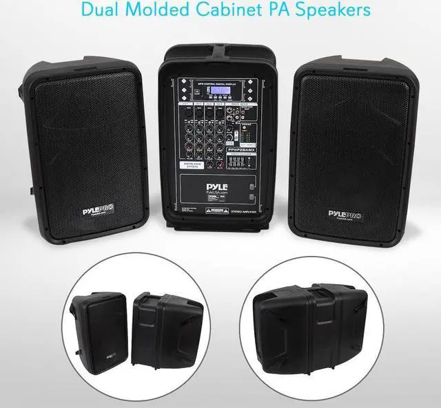 Alt view image 10 of 11 - Pyle PA Speaker DJ Mixer Bundle - 300 W Portable Wireless Bluetooth Sound System